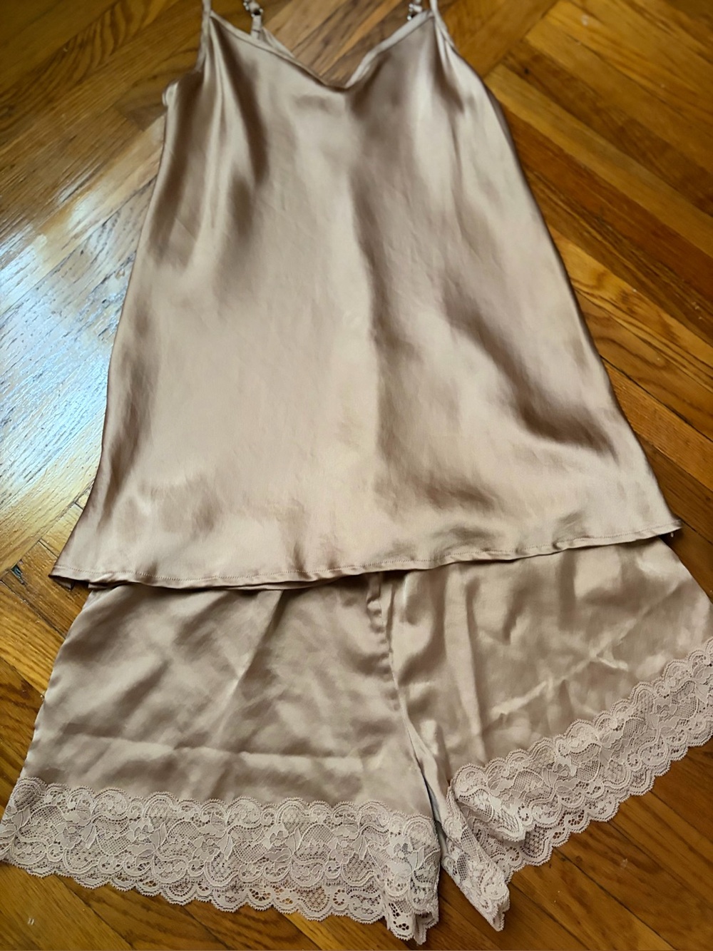Two Piece Silk Pajama Set - Picture 2 of 10